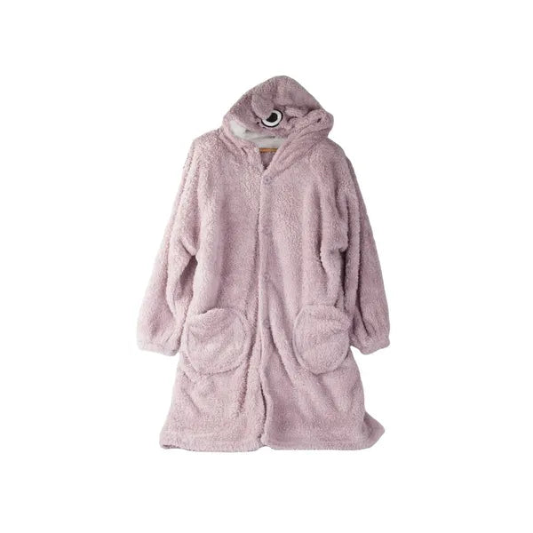 Lila oversize kapucnis takaró-pulóver XL, 100% pamut, gombos zárással