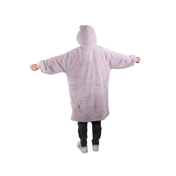 Lila oversize kapucnis takaró-pulóver XL, 100% pamut, gombos zárással