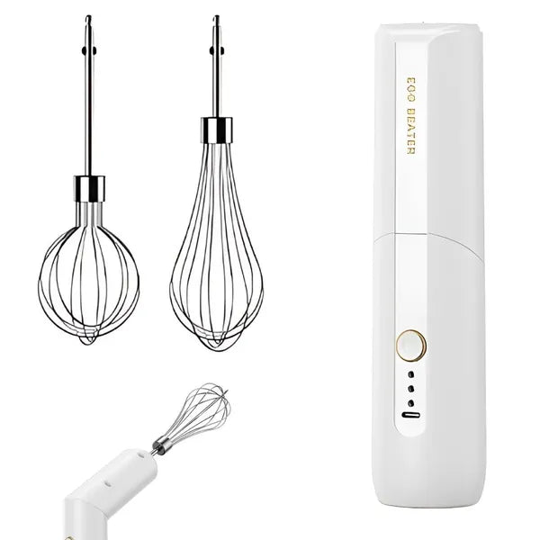 Vezeték nélküli USB-tölthető elektromos habverő, 3 fokozat, 2 fej
