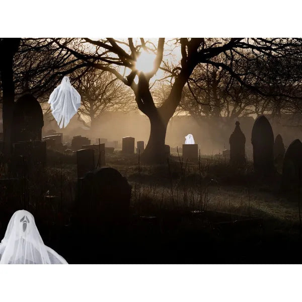 Halloween függő dekoráció, fehér szellem 65 cm