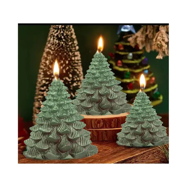 Karácsonyfa-alakú dekor gyertya 8 cm, 6 órás égésidő, vegyes színek