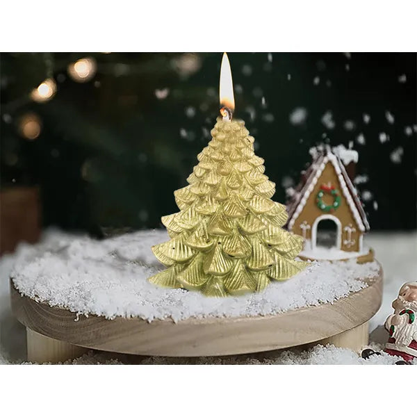 Karácsonyfa-alakú dekor gyertya 8 cm, 6 órás égésidő, vegyes színek