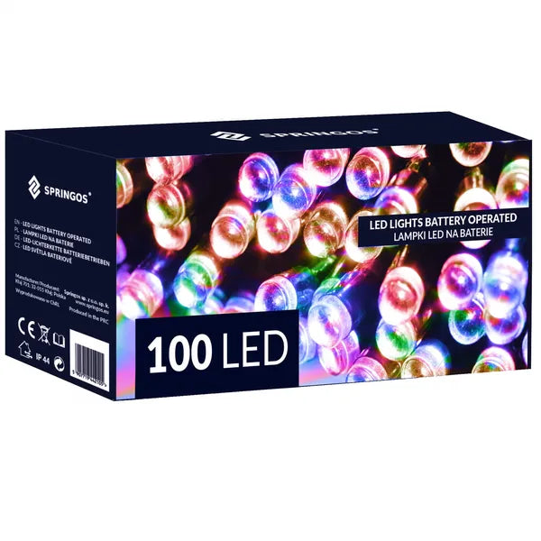 Multikolor 100 LED fényfüzér elemes 10,5 m távirányítóval IP44