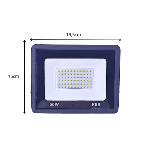 LED reflektor 50 W, 6000 K hideg fehér fény, IP66, fekete, kültéri