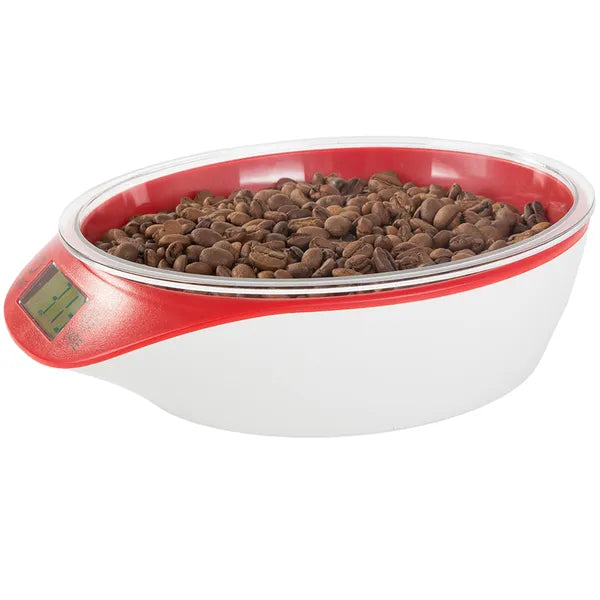 Digitális konyhai mérleg levehető 0,8 l tállal, 5 kg/1 g, LCD, fehér-piros