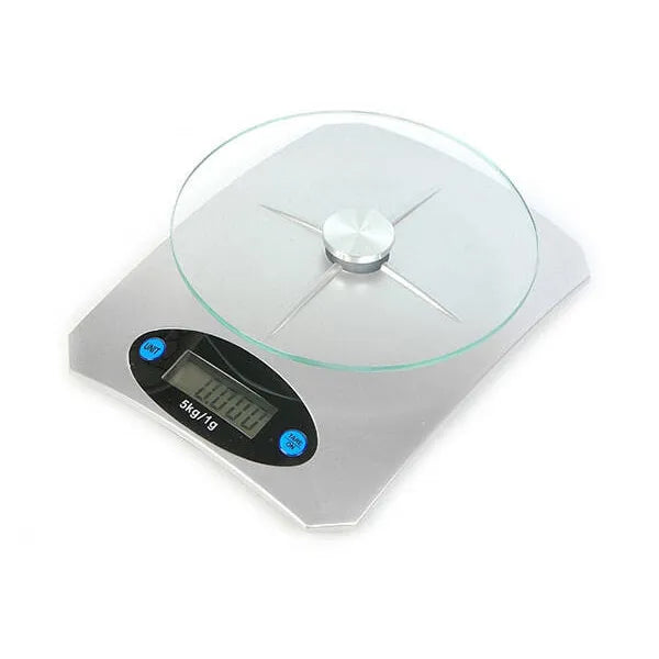 Elektronikus konyhai mérleg, LCD kijelző, edzett üveg, 5kg/1g pontosság