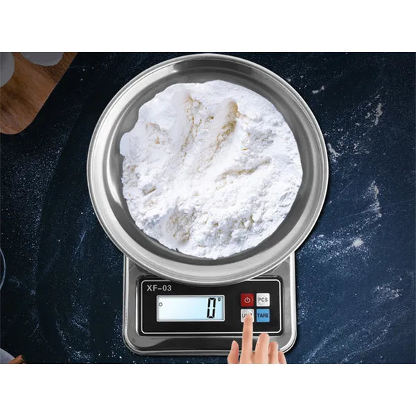 Digitális konyhai mérleg rozsdamentes tál 5 kg/1 g pontosság