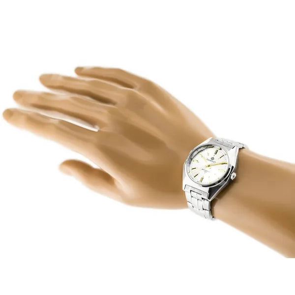 Perfect P186 férfi karóra, rozsdamentes ezüst szíj, fehér számlap, 43 mm