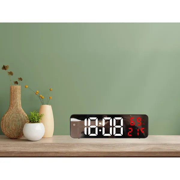 LED digitális ébresztőóra tükörkijelzővel, hő- és páratartalom mérő, USB/AAA