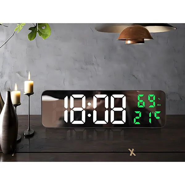 Digitális led tüköróra hőmérővel és ébresztővel
