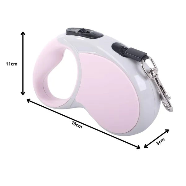 Automata behúzós póráz 5 m, 15 kg-ig, pink, fékrendszerrel