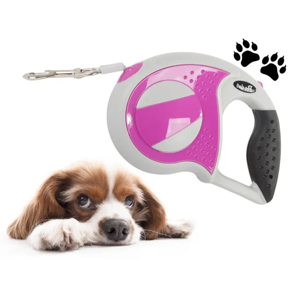 Automata kutyapóráz 5 m, pink, erős szalag 20 kg-ig reteszelővel