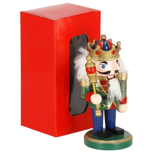 Fa diótörő figura, 16 cm, karácsonyi dísz, színes