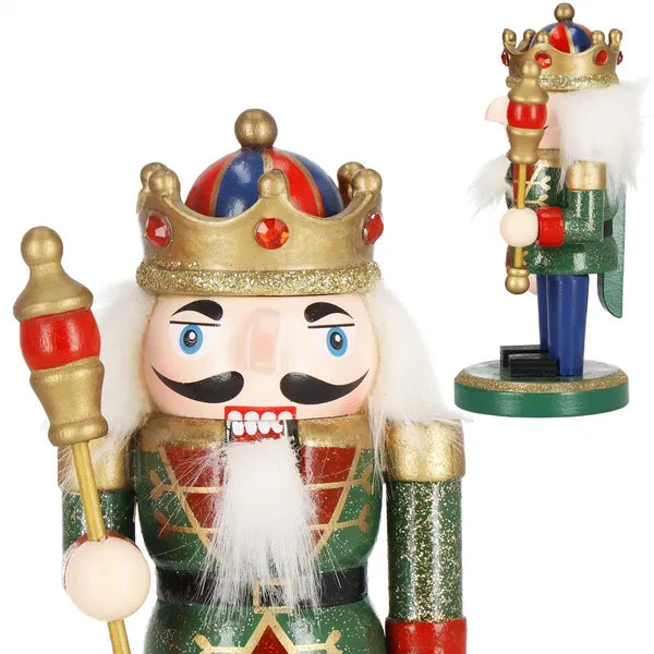 Fa diótörő figura, 16 cm, karácsonyi dísz, színes