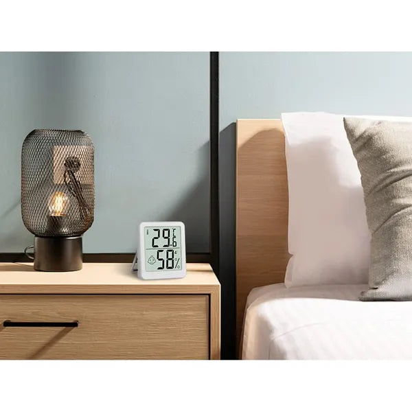 Digitális mini hőmérő-higrométer LCD kijelzővel, mágnessel, CR2032