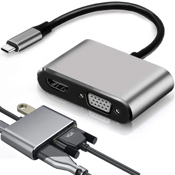 USB-C – HDMI 4K/VGA/USB 3.0 hub, 87 W PD töltő adapter
