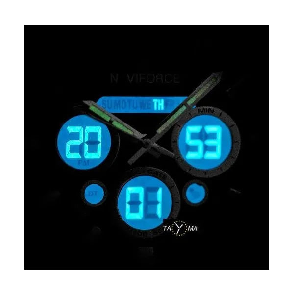 NAVIFORCE Lancer férfi dual time karóra, fekete bőr szíj, 48 mm