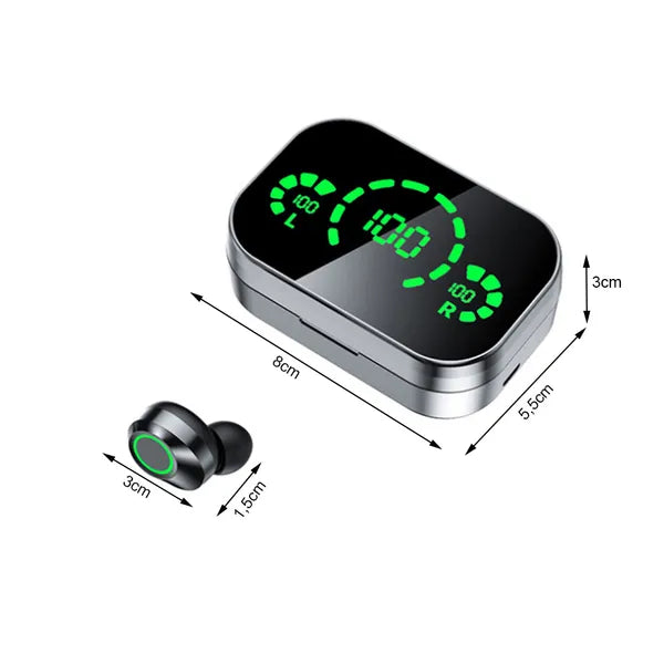 Bluetooth 5.4 in-ear fülhallgató LED töltőtokkal, mikrofonnal, fekete