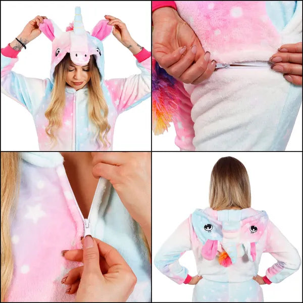 Kigurumi unikornis női pizsama, multikolor, S méret, poliészter