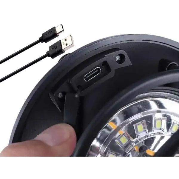 Napelemes LED kemping lámpa USB-töltéssel, mozgás- és alkonyérzékelő, IPX65