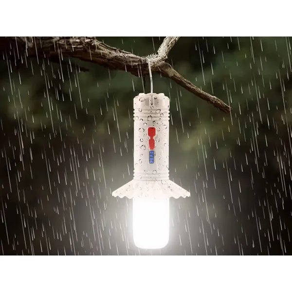 Akkumulátoros LED kempinglámpa powerbank funkcióval, 3 üzemmód, USB-C