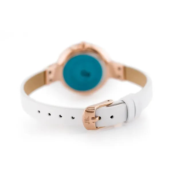 Jordan Kerr női karóra 32 mm, rosegold tok, fehér bőr szíj, antiallergén