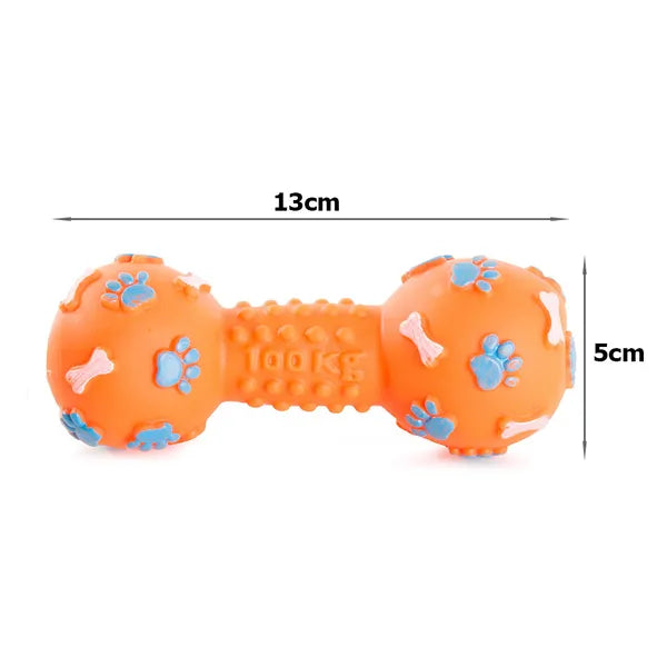 Csipogó gumi rágójáték kutyáknak, súlyzó-csont, 13 cm