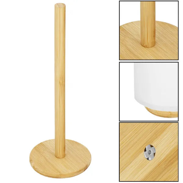 Springos bambusz papírtörlőtartó állvány, natúr, 33 cm