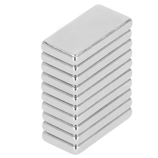 Neodímium mágnes készlet 10 db, téglalap, 10×5×1,2 mm, ezüst