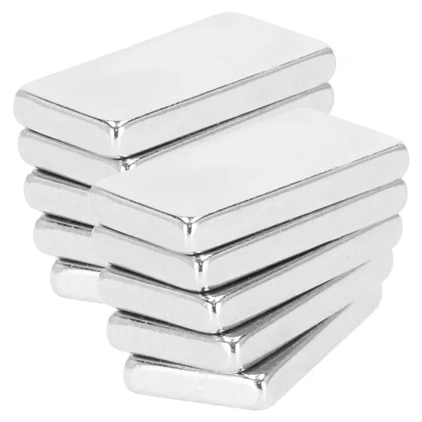 Neodímium mágnes készlet 10 db, téglalap, 10×5×1,2 mm, ezüst