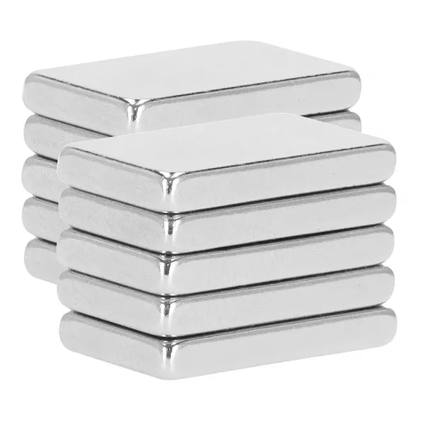 Neodímium mágnes készlet 10 db, téglalap, 10×5×1,2 mm, ezüst