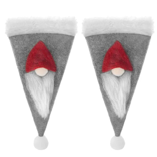 Sötétszürke gnóm mintás evőeszköztok, 18,5×11 cm, 2 db, poliészter