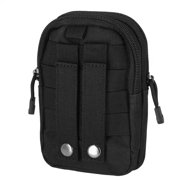 Fekete poliészter taktikai övtáska 18×17,5×13 cm, 2 rekesz