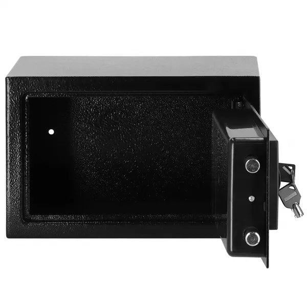 Springos fekete 20×31×20 cm elektronikus kód- és kulcsos acél széf