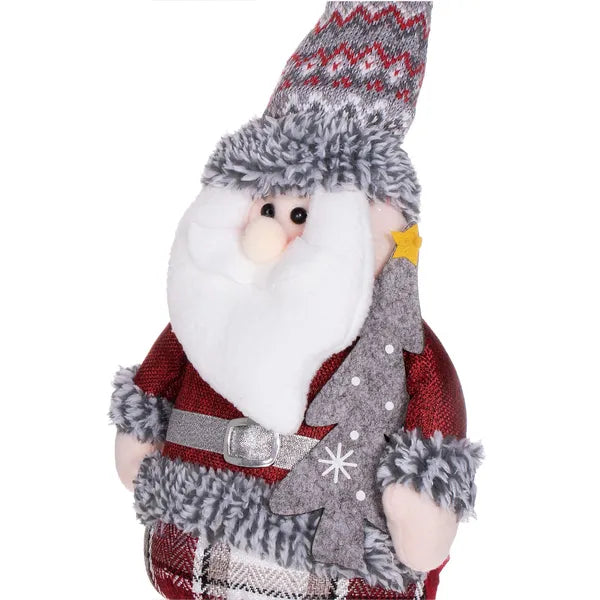 Textil Mikulás figura teleszkópos lábbal, 40-65 cm állítható