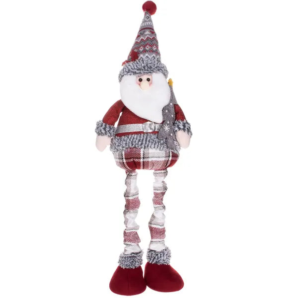 Textil Mikulás figura teleszkópos lábbal, 40-65 cm állítható