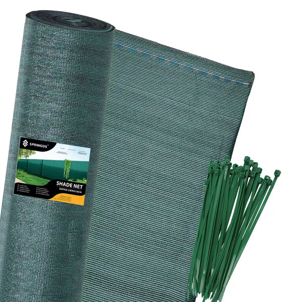 Árnyékoló háló HDPE 140 g/m², zöld, 1,5×50 m, 200 rögzítővel