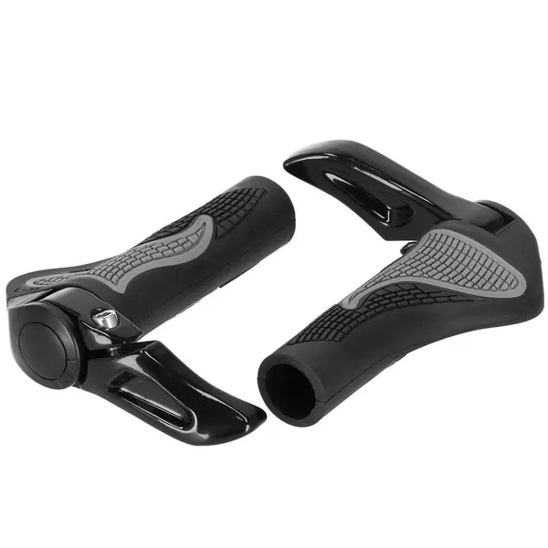 Ergonomikus alumínium-gumi kerékpár kormánymarkolat 22 mm, fekete/szürke, 2 db