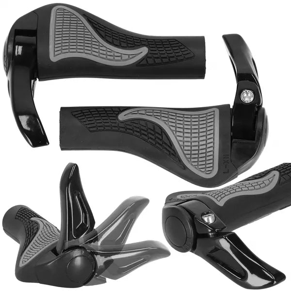 Ergonomikus alumínium-gumi kerékpár kormánymarkolat 22 mm, fekete/szürke, 2 db