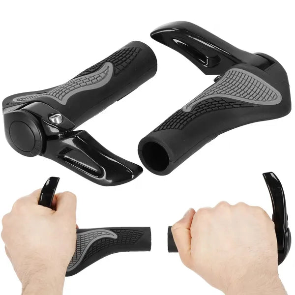Ergonomikus alumínium-gumi kerékpár kormánymarkolat 22 mm, fekete/szürke, 2 db