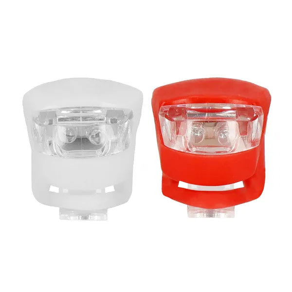 Biciklilámpa első-hátsó LED szett, 10 lm, szilikon, elemes
