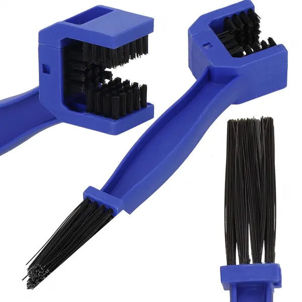 Springos kék lánctisztító kefe, műanyag, dupla fej, 24 cm