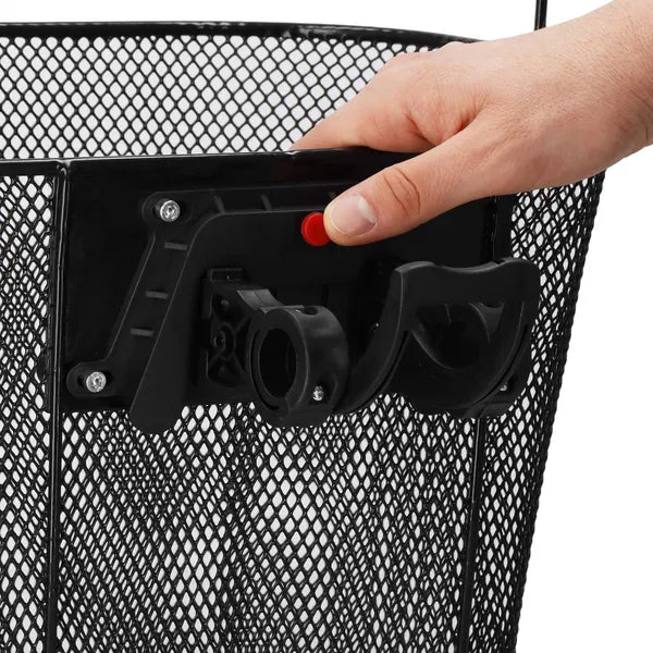 Fekete fém első kerékpár kosár, click rögzítéssel, 35×26×25 cm, 6 kg