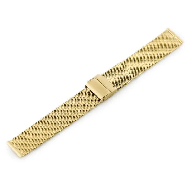 Arany fém mesh óraszíj 20 mm, állítható hossz, biztonsági csattal