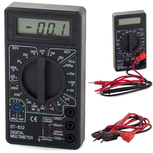 Dt-832 digitális multiméter, LCD kijelző, 1000 V DC / 750 V AC, 10 A