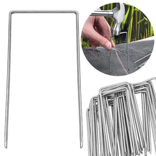Talajrögzítő U-szeg horganyzott acél 15 cm – 100 db