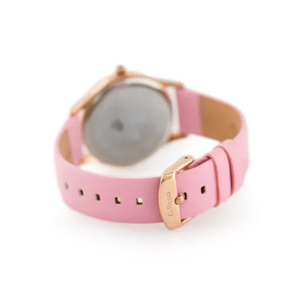 G. Rossi női karóra, rózsaarany 38 mm tok, rózsaszín bőr szíj, WR30