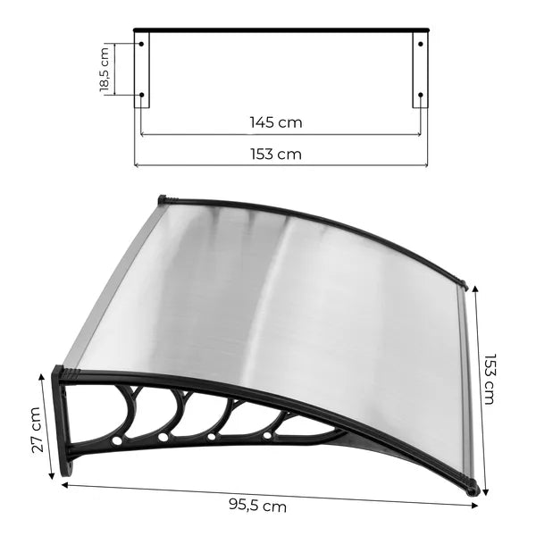 Előtető az ajtó fölé 150x100 cm, polikarbonát borítással | AW-017C 150X100