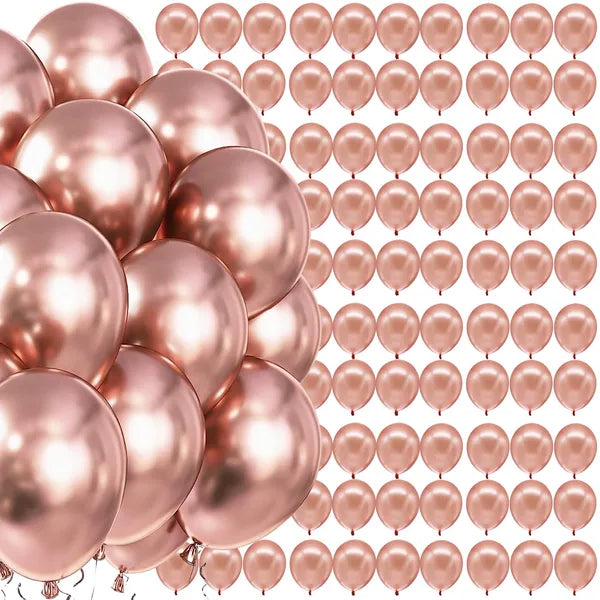 Rose gold metalizált latex lufi dekorációs készlet, 40 cm, 100 db