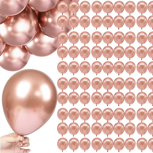 Rose gold metalizált latex lufi dekorációs készlet, 40 cm, 100 db
